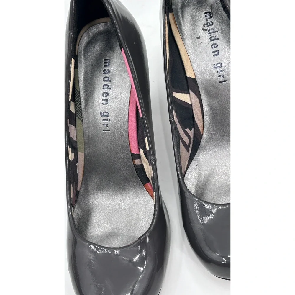 Madden Girl Unifyy Gray Patent Leather Pumps Size 7 Office Siren Parisian Chic